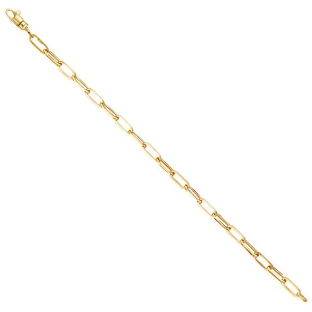 New 14K Solid Gold 4mm Paperclip Bracelet 7.25" inches long